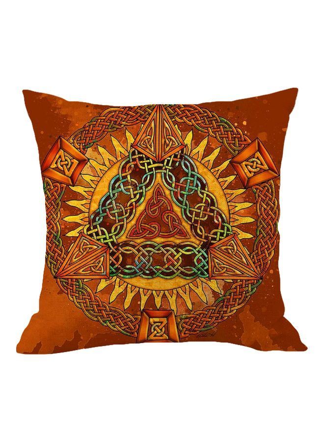 نيبمينينت غطاء وسادة ديكور بنقشة صينية بني/أصفر/أخضر 45x45سم