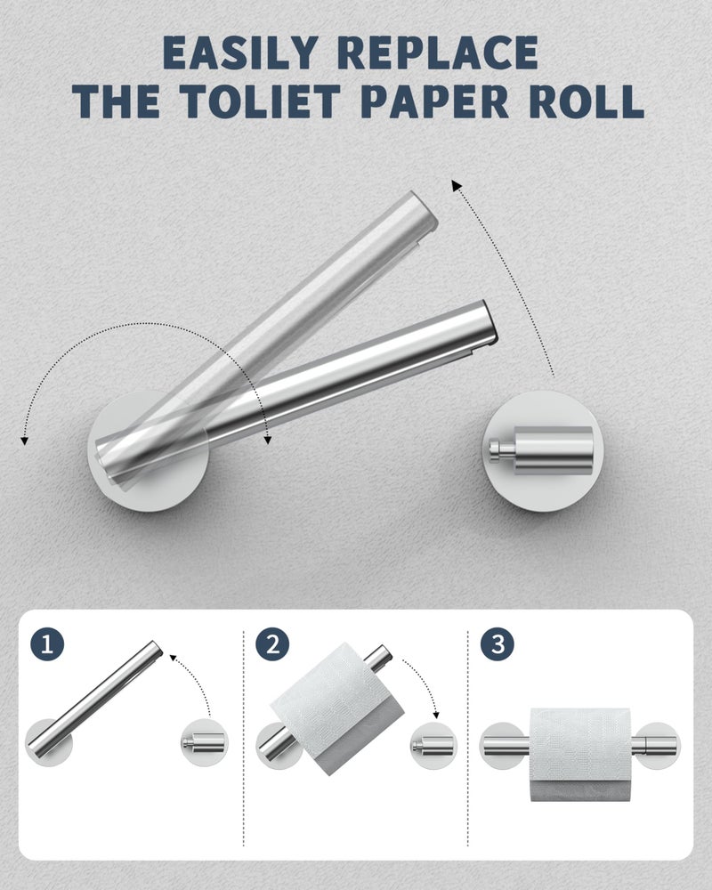 RARXTR Polished Finish Toilet Paper Holder SUS304 Stainless Steel Double Post Pivoting Toilet Paper Roll Holder Wall Mounted Toilet Tissue Holder for Commercial Bathroom RV - Image 2