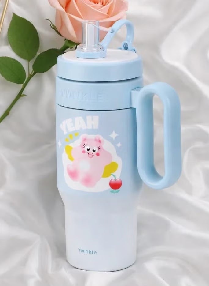 TWINKLE Twinkl Original Flostat Quincer H2.0 Vacuum Insulated Stainless Steel Mug with Lid and Straw for Water, Iced Tea, Coffee, Juices, etc., 1.18L - Blue - Image 4