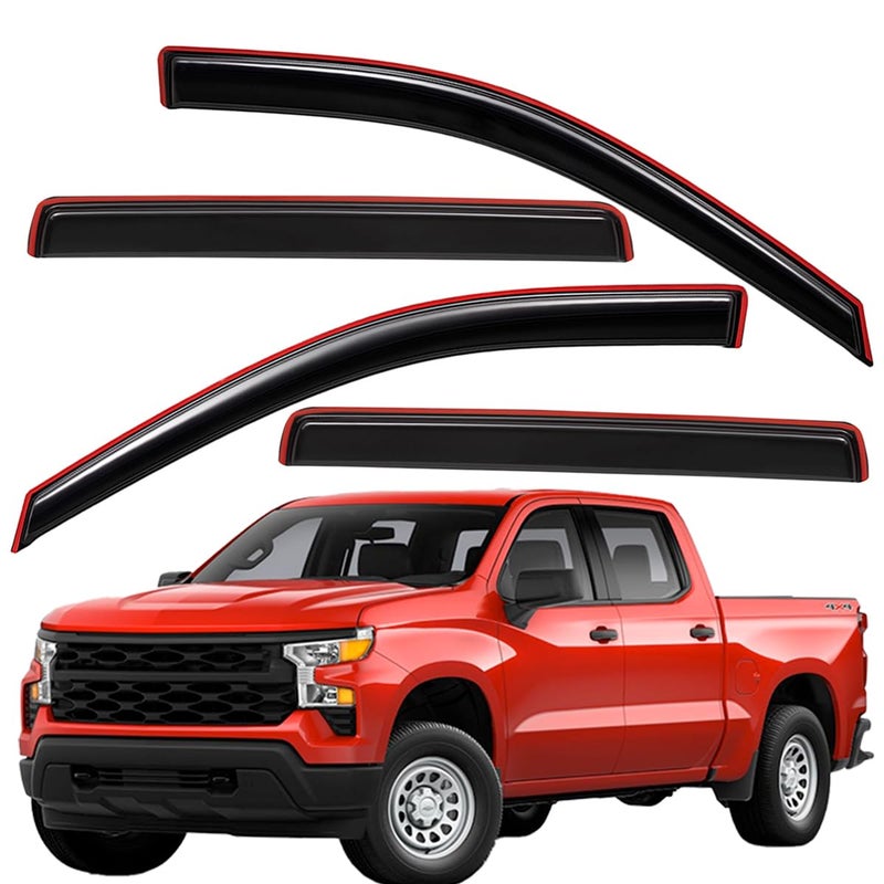 لightronic كليب على نافذة فيزر أوتوماتيكي إضافي متين يناسب 2019-2025 شيفروليه سيلفرادو  GMC سييرا 1500 2020-2025 سيلفرادو سييرا 2500  3500 HD 2022 ليميتد كرو كاب دخاني 4 قطع