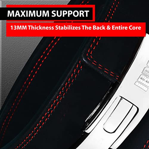 IBRO Powerlifting Lever Gym Belt – Power 13MM Extreme Heavy Duty Genuine Leather Belts - Squats Deadlifts Bodybuilding Weight Lifting IPF Power Lifting Strongman for Men Black M - Image 5