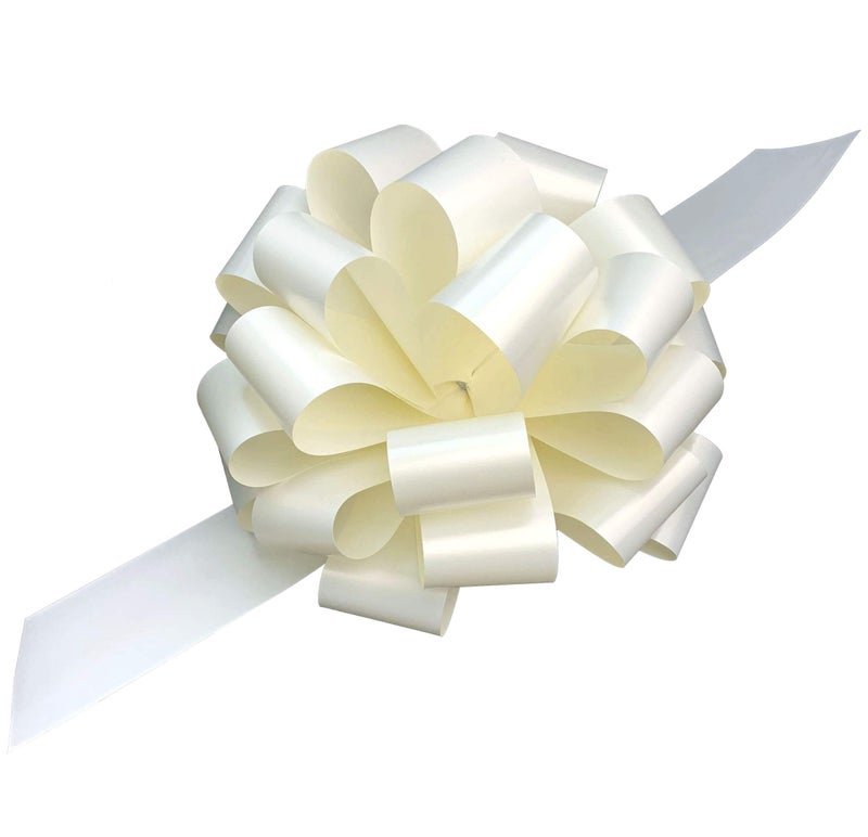 GiftWrap Etc. Large Ivory Ribbon Wedding Bows  9 Wide Set of 6 Pull Bows for Gifts Christmas Presents Anniversary Reception Embellishments School Dance Mothers Day
