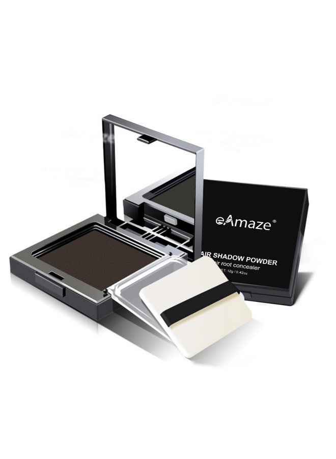 eAmaze Hair Liner Concealer Shadow Powder, 12G (Dark Brown) Hairliner Powder For Quick Cover Grey Hair For Thinning Grey Hairline - Long Lasting With Mirror & Puff (Dark Brown) - Image 1