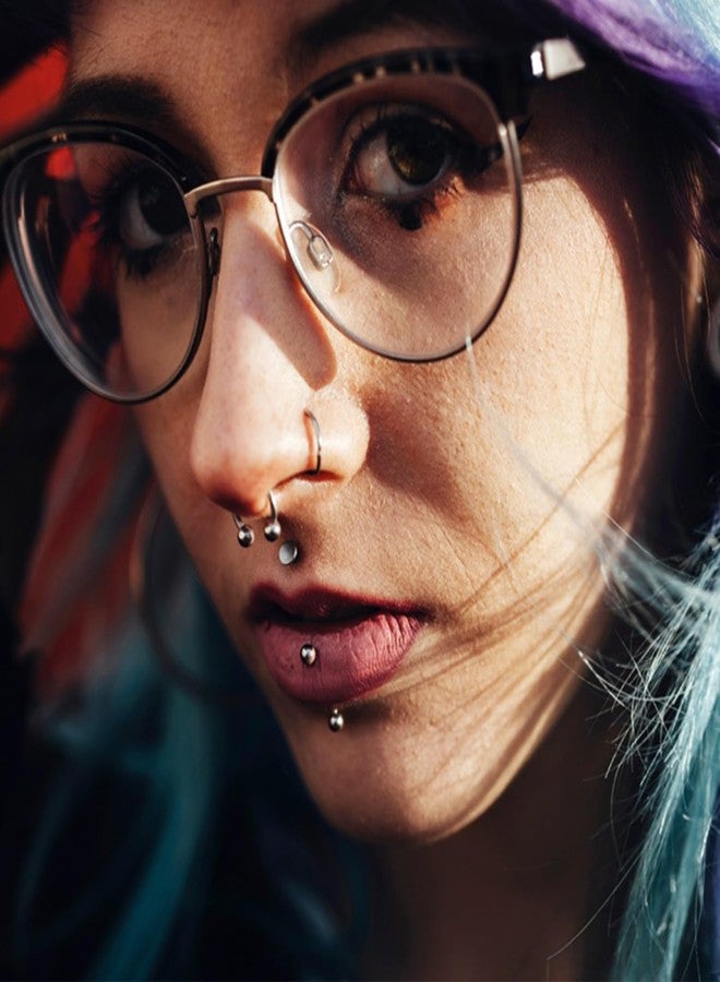 LORACOXS 32PCS Lip Piercing Jewelry Set - Lip Rings Horseshoe Nose Ring for Labret/Snake Bite/Septum, Cartilage Conch Tragus Helix Piercings for Women Men - Image 2