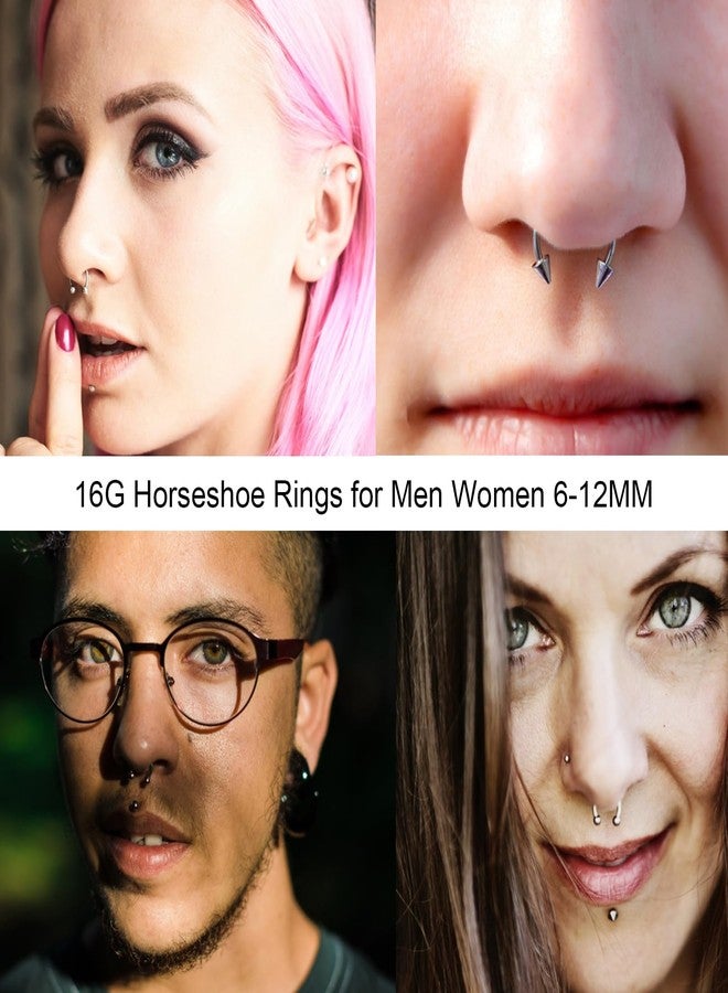 LORACOXS 32PCS Lip Piercing Jewelry Set - Lip Rings Horseshoe Nose Ring for Labret/Snake Bite/Septum, Cartilage Conch Tragus Helix Piercings for Women Men - Image 3