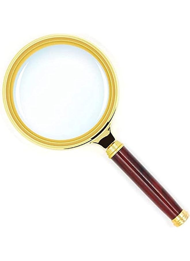 ntvs 10X Handheld Magnifier Antique Mahogany Handle Magnifier Reading Magnifying Glass For Reading Book Inspection Coins Insects Rocks Map Crossword Puzzle  - Image 1