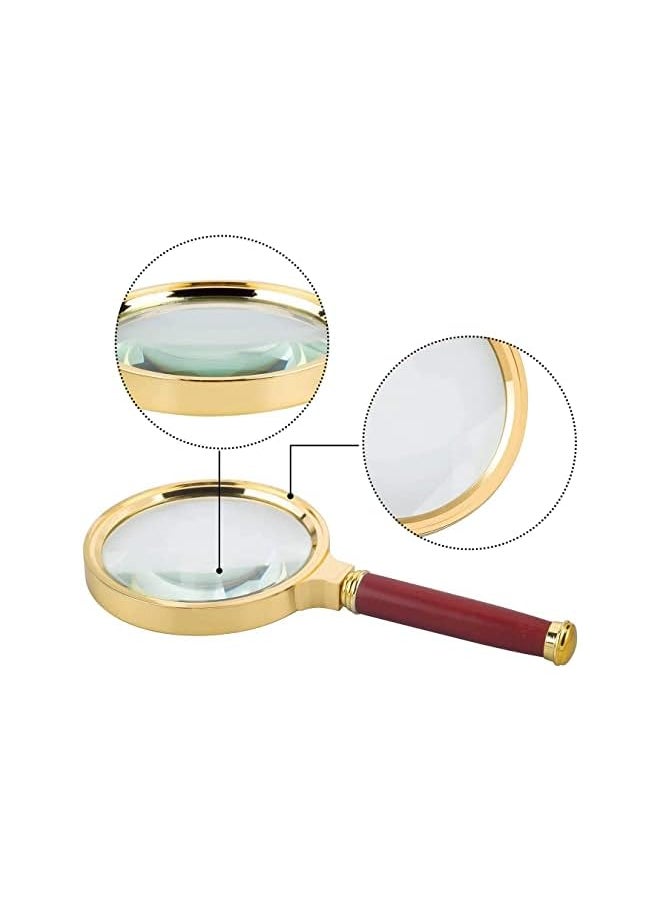 ntvs 10X Handheld Magnifier Antique Mahogany Handle Magnifier Reading Magnifying Glass For Reading Book Inspection Coins Insects Rocks Map Crossword Puzzle  - Image 2