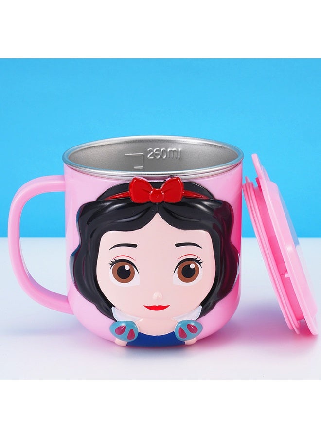 316 Stainless Steel Kids Cup with Lid & Handle, 260ml Spill-Proof Toddler Drinking Mug with Scale, BPA-Free Cartoon 3D Design Water Cup for Baby, Shatterproof Easy Clean Children's Tumbler for Milk Water