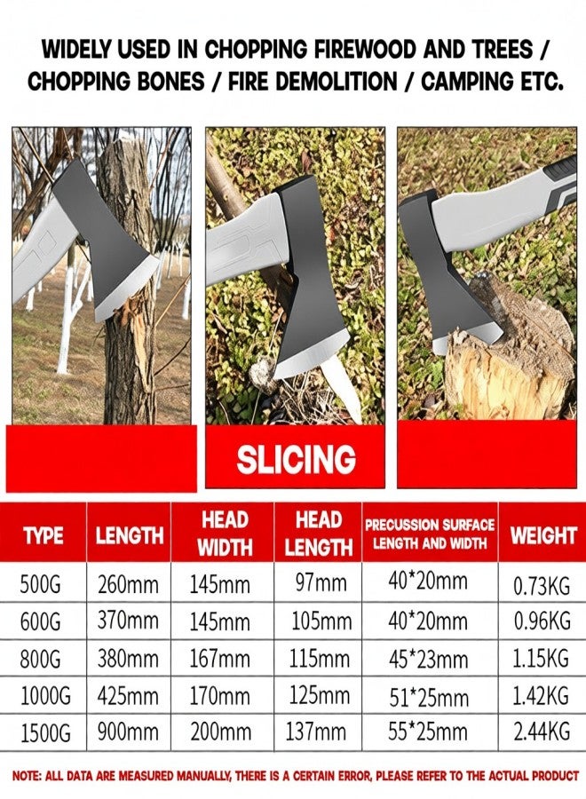 500g/600g/800g/1000g woodworking axe, household small axe, outdoor gardening tools for logging Fiber Handle Axe  800g - Image 5
