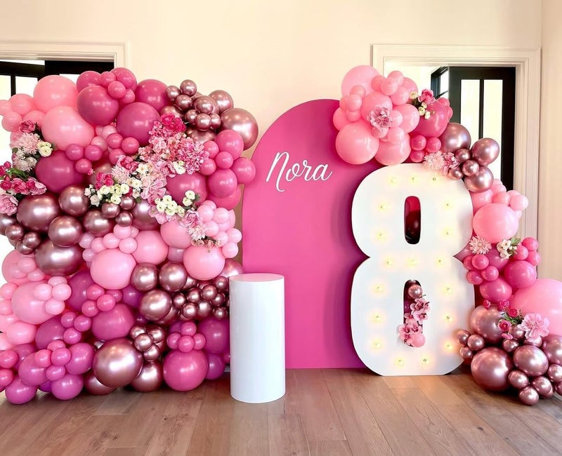 ADOINBY Pink Balloon Arch Kit, 152Pcs Hot Pink Metallic Pink Shades of Pink and Confetti Balloon Garland kit, Different Size Balloons for Girl Birthday Baby Shower Princess Wedding Party Decorations - Image 3
