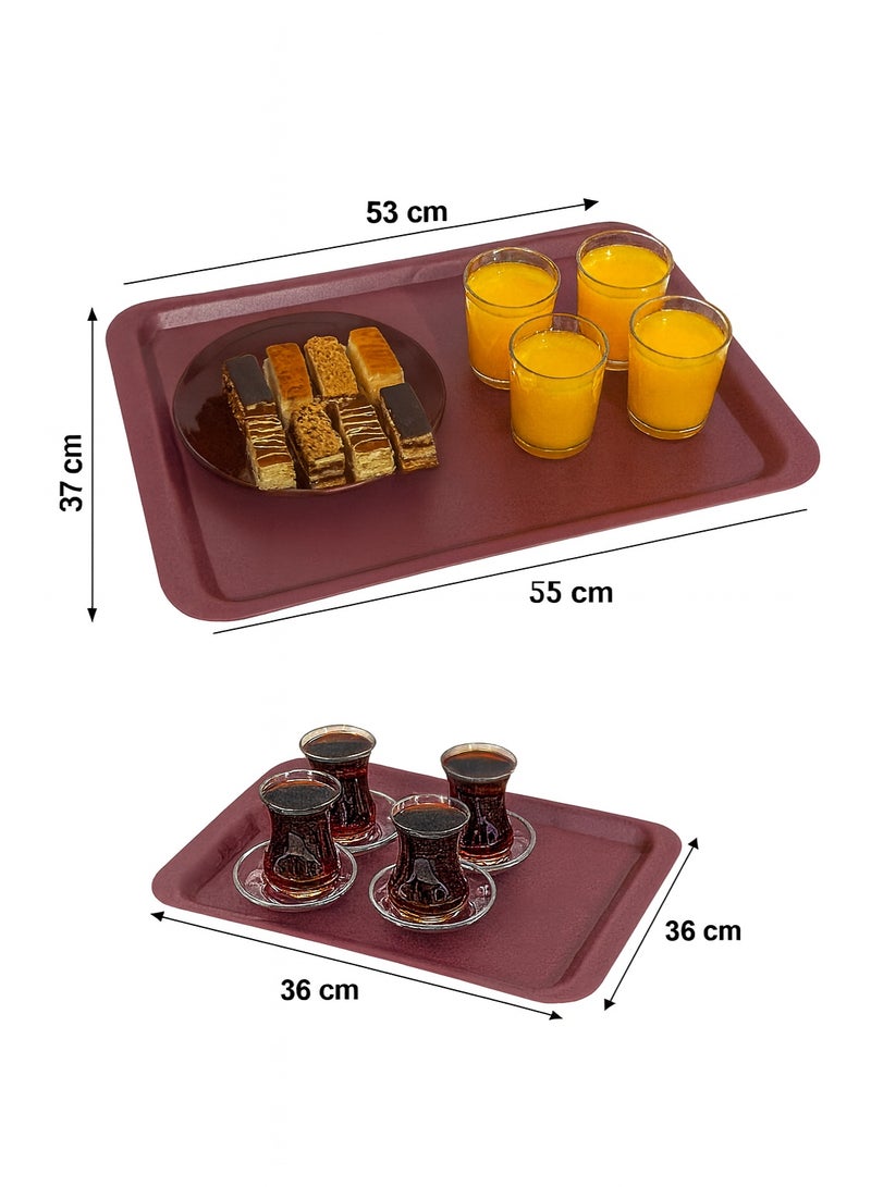 favilla 2-Piece Serving Tray Set - Different Sizes - For easy serving of food and drinks. Stain and scratch resistant, easy to clean, lightweight, suitable for everyday indoor and outdoor use. Ergonomic design for carrying and use with trolleys. - Dark Purple - Image 3