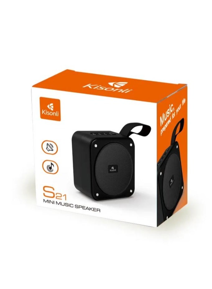 كيسونلي سماعة Kisonli S21 اللاسلكية الحديثة الصغيرة تدعم البلوتوث وبطاقة Tf وذاكرة فلاش والراديو -أسود - Image 4