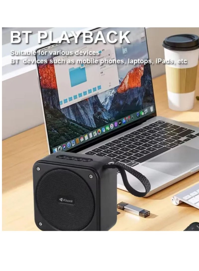 كيسونلي سماعة Kisonli S21 اللاسلكية الحديثة الصغيرة تدعم البلوتوث وبطاقة Tf وذاكرة فلاش والراديو -أسود - Image 5