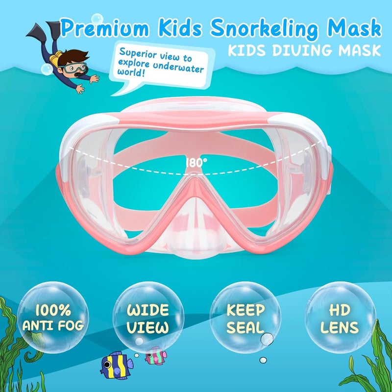 EXP VISION Kinder Taucherbrille, Kinder-Schwimmmaske 180 Anti-Fog-Tauchmaske, Kinder-Schwimmbrille mit Nasenabdeckung Auslaufsichere Schwimmbrille Anti-Shattered Lens fr Jugendliche 4-15 - Image 2
