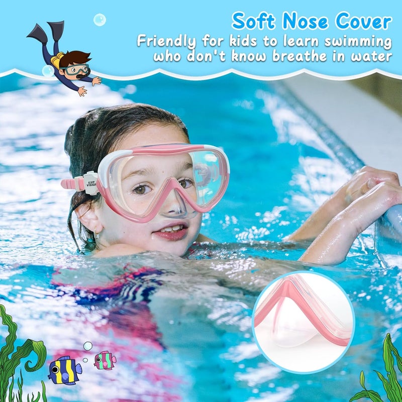EXP VISION Kinder Taucherbrille, Kinder-Schwimmmaske 180 Anti-Fog-Tauchmaske, Kinder-Schwimmbrille mit Nasenabdeckung Auslaufsichere Schwimmbrille Anti-Shattered Lens fr Jugendliche 4-15 - Image 5