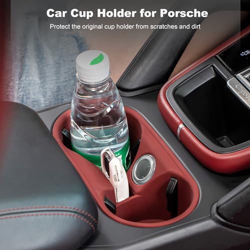 Speechn Cup Holder Coasters for Cayenne Accessories, Silicone Non-Slip Car Cup Holder Insert for Porsche 2011-2017 Cayenne Car Accessories (for Cayenne 2011-2017 Red) - Image 4