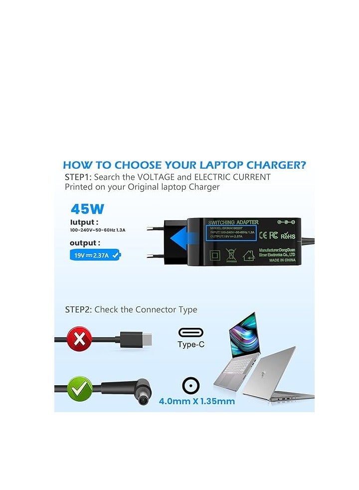 Laptop adapter 45W 19V 2.37A ASUS X200CA X540UA X540S X540SA X540LA X553 X553S X553M X556U UX303 UX305F UX410UA UX360CA C202SA C300000000000000000SA C3SA C3SA C3000000000000000 M C300 SA Zenbook UX21A - Image 5