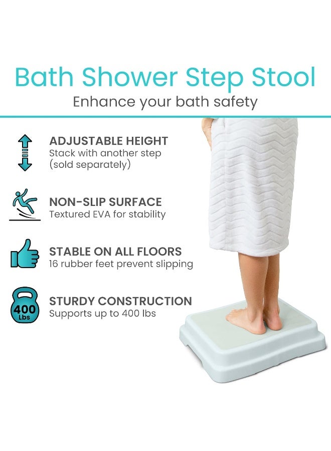 VIVE Bath Step Slip Resistant Shower Stepping Stool Elevated Bathroom Safety Aid For Handicap Elderly Seniors Entering Exiting Bathtub Nonslip Heavy Duty Bathtub Bed Kitchen Elevator 16 X 19 X 4 - Image 2