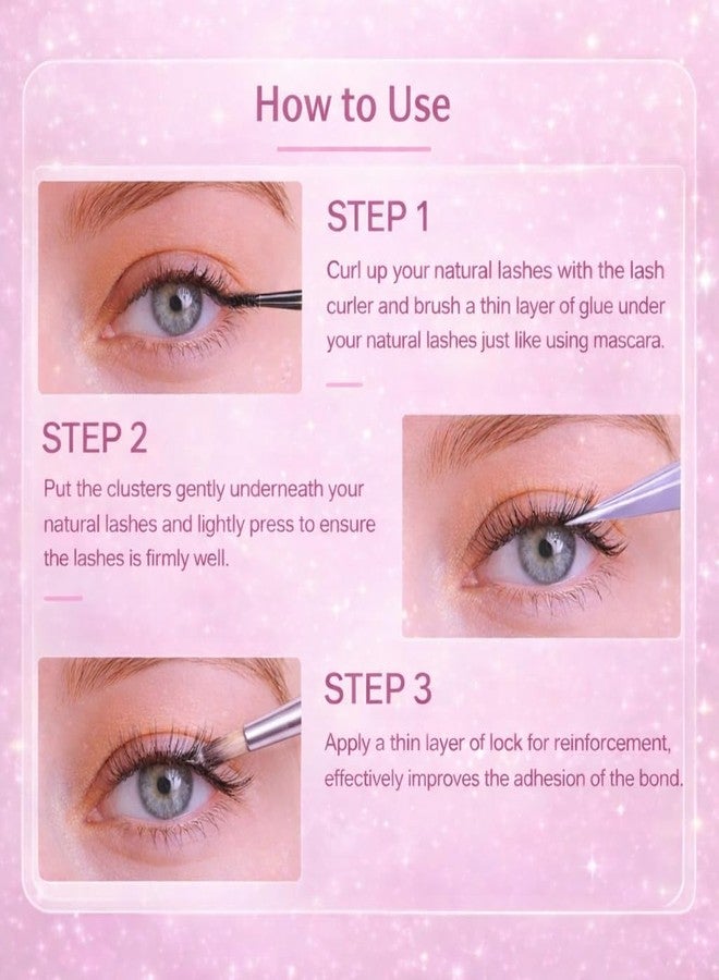 BAERFIT BAREFIT 11-13mm 100Pcs Self Adhesive Eyelashes False Eyelash Clusters Eye Lashes for Women False Eyelashes Self Stick Cluster Lashes Eyelash Glue Eyelash Clusters with Tweezers Eyelash Extension Kit - Image 2