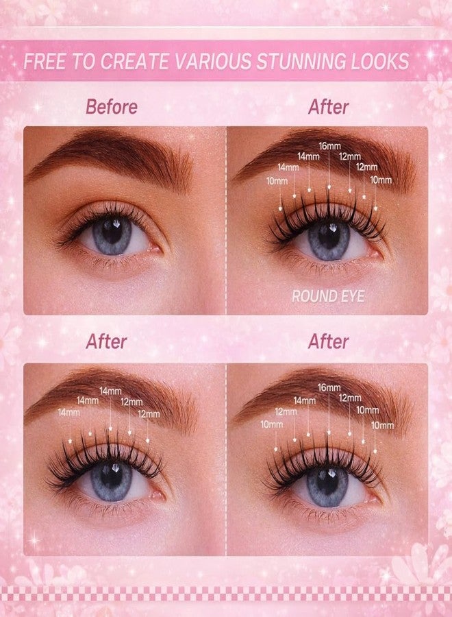 BAERFIT BAREFIT 11-13mm 100Pcs Self Adhesive Eyelashes False Eyelash Clusters Eye Lashes for Women False Eyelashes Self Stick Cluster Lashes Eyelash Glue Eyelash Clusters with Tweezers Eyelash Extension Kit - Image 5