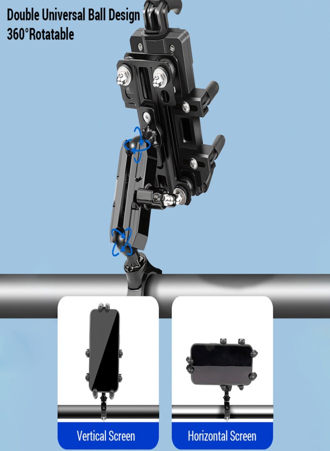 GUB Aluminum Alloy Motorcycle Phone Stand 360 Degree Rotation Riding Cell Phone Holder - Image 4