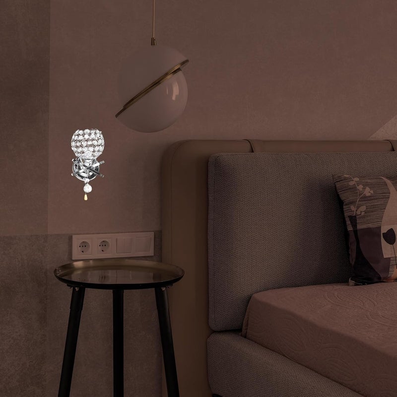 مصباح جداري من الكريستال مزود بمقبس ومفتاح، مصباح LED من الكريستال للاستخدام في غرفة النوم بجانب السرير، عند المدخل أو في غرفة المعيشة، يوفر إضاءة دافئة ومريحة - Image 3
