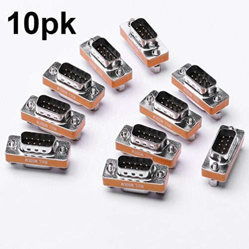 Arnorin DB9 Null Modem Adapter Male to Female Slimline Data Transfer Serial Port Adapter 10 Pack - Image 2