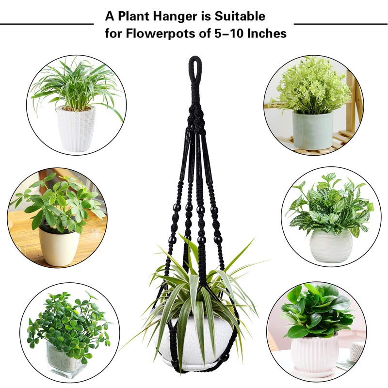 Augshy Macrame Hanging Planter, 2 Pack Hanging Planters for Indoor Plants Indoor Outdoor Decor Handmade Hanging Plant Holder(35 Inch) - Image 4