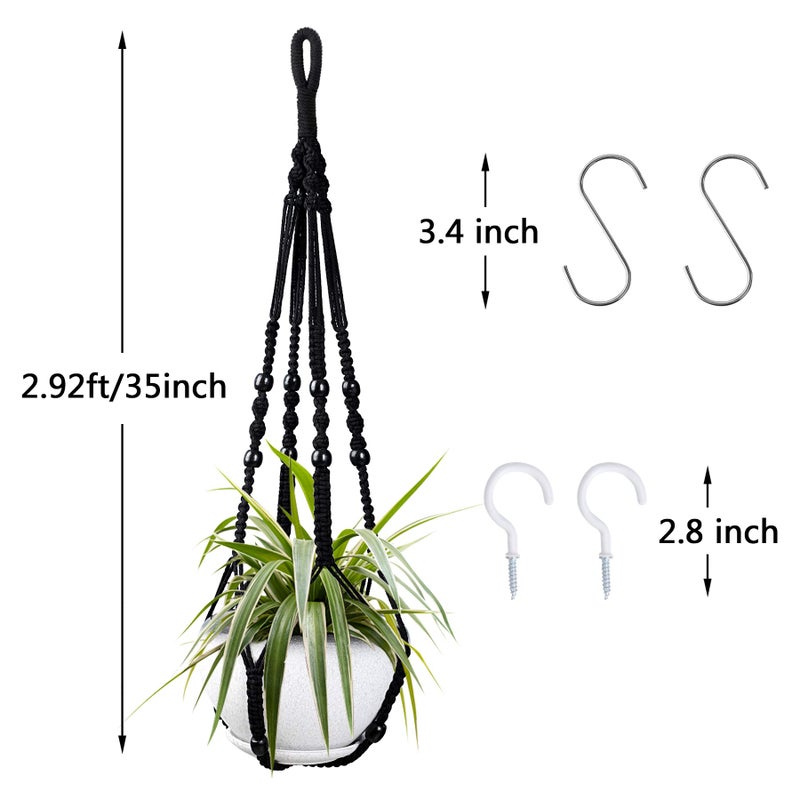 Augshy Macrame Hanging Planter, 2 Pack Hanging Planters for Indoor Plants Indoor Outdoor Decor Handmade Hanging Plant Holder(35 Inch) - Image 2