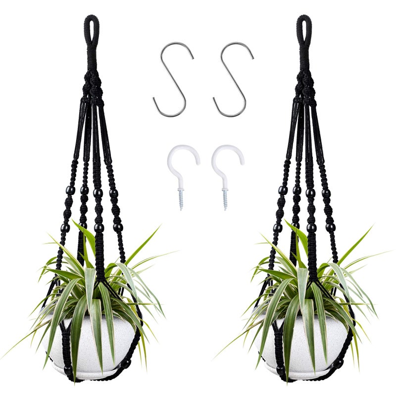 Augshy Macrame Hanging Planter, 2 Pack Hanging Planters for Indoor Plants Indoor Outdoor Decor Handmade Hanging Plant Holder(35 Inch) - Image 1