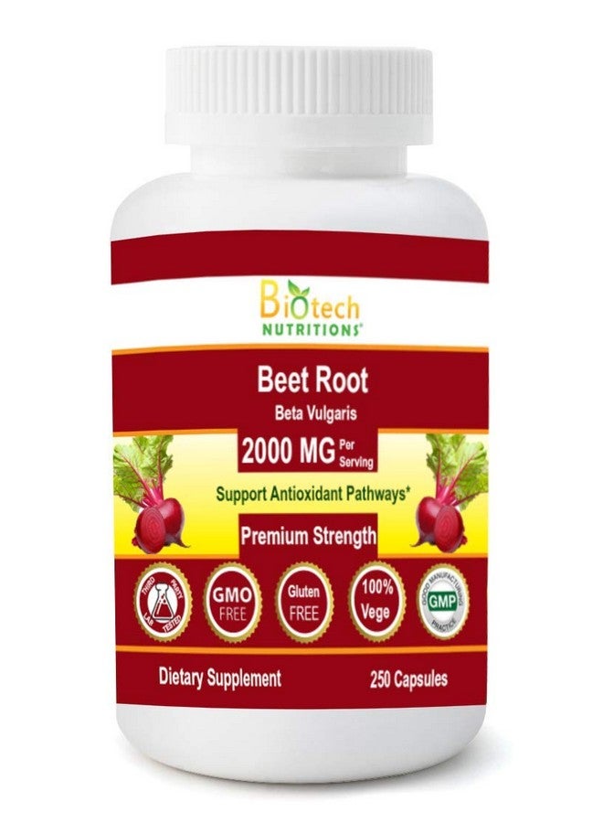 Biotech Nutritions Beet Root Beta Vulgaris 2000 Mg Serving Vegetable Capsules Nongmo Gelatin Free Made In Usa Beetvulgaris 250 Count - Image 1