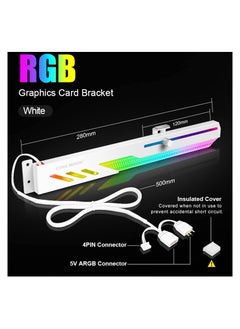 SYOSI Graphics Card GPU Support Bracket, 5V 3Pin ARGB Dual Interface & Small 4Pin Interface RGB Video Card Holder, 2 PCIE Slots Easy Installation GPU Bracket for 99% Cases  - Image 4