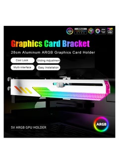 SYOSI Graphics Card GPU Support Bracket, 5V 3Pin ARGB Dual Interface & Small 4Pin Interface RGB Video Card Holder, 2 PCIE Slots Easy Installation GPU Bracket for 99% Cases  - Image 3