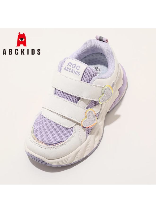 Abc Kids Girls' Easy-on Off Sports Shoes Fashion Princess Comfortable Kids Running Shoes 3630py Beige Purple Size 33 - Image 3