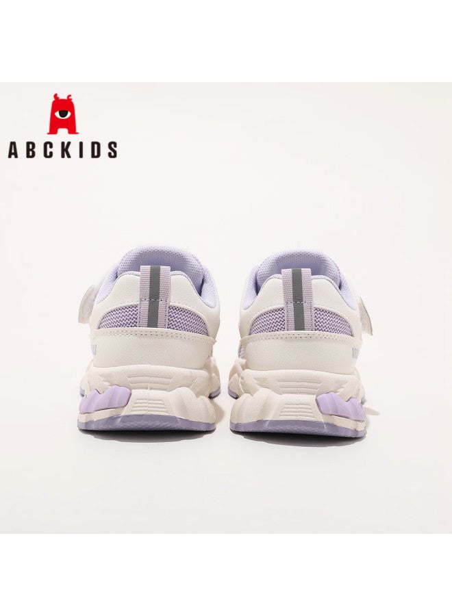 Abc Kids Girls' Easy-on Off Sports Shoes Fashion Princess Comfortable Kids Running Shoes 3630py Beige Purple Size 33 - Image 4
