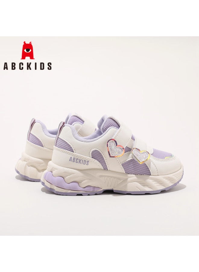 Abc Kids Girls' Easy-on Off Sports Shoes Fashion Princess Comfortable Kids Running Shoes 3630py Beige Purple Size 33 - Image 5