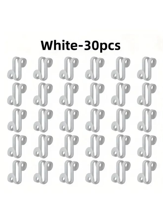 White 30pcs Clothes Hanger Connector Hooks Heavy Duty Space Saving For Closet - Image 1