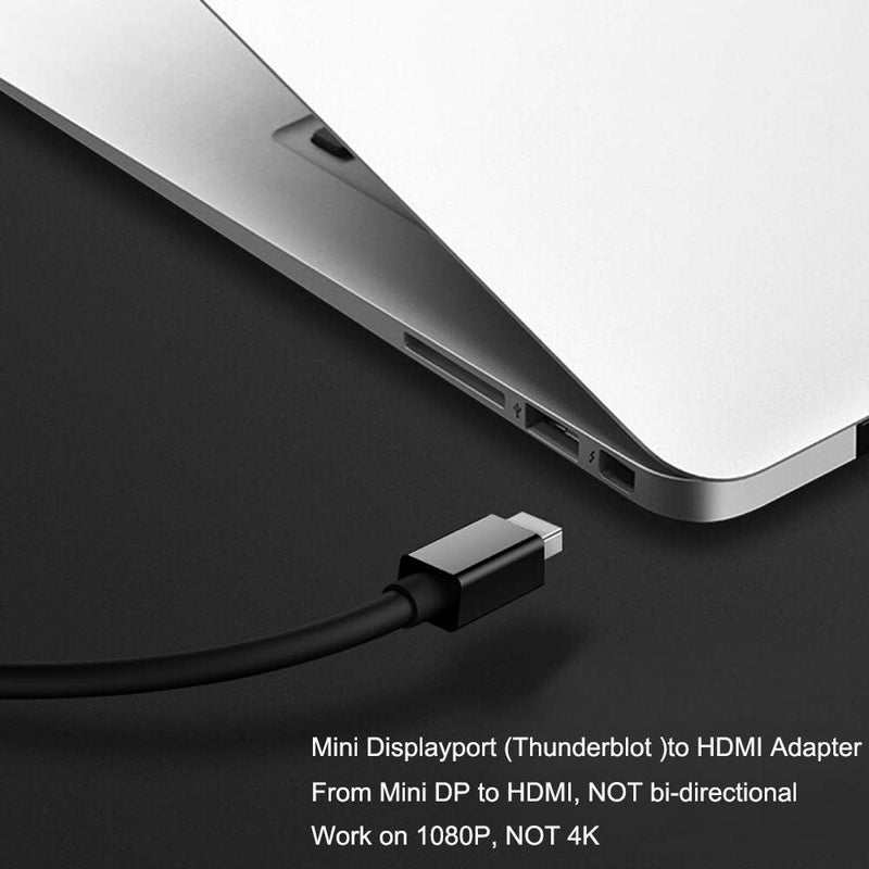 QCEs Mini DisplayPort to HDMI Adapter, Thunderblot to HDMI Cable Adapter Compatible with Apple MacBook Air Pro, iMac,Microsoft Surface Pro Dock to TV/Monitor/Projector Black - Image 2