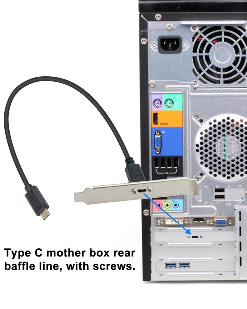 Poyiccot USB 3.1 Type C Extension Cable 1ft, Short USB C Panel Mount Extension Cable, 10Gbps & 60W 3.1 Gen 2 USB C Screw Panel Mount Connector Support Charging & Data for PC, Mobile Phone - Image 3