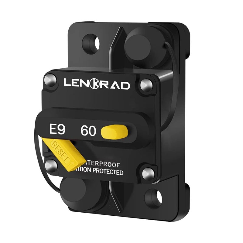 LENKRAD 60 Amp Marine Boat Circuit Breaker Resettable 60A with Manual Reset Switch Button for Trolling, RV, Yacht, 12V - 48V DC, Waterproof, Surface Mount (60 Amp Boat Circuit Breaker) - Image 1
