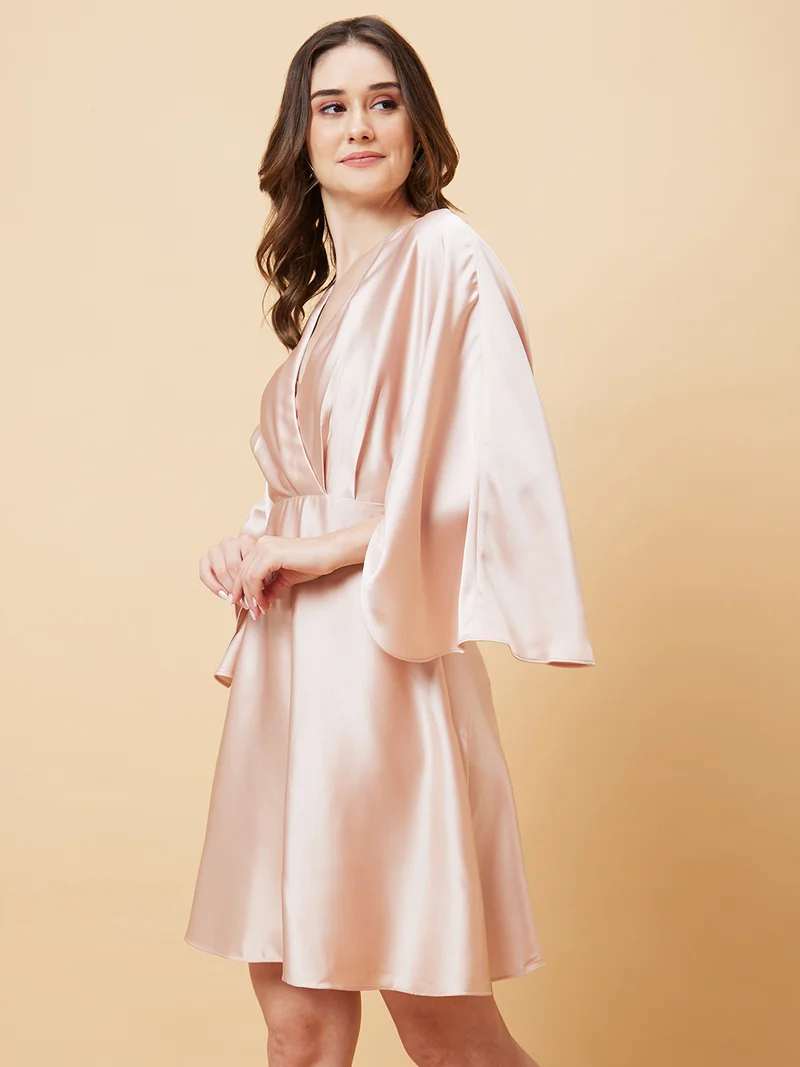 globus Women Kimono Style Pleated A Line Party Dress