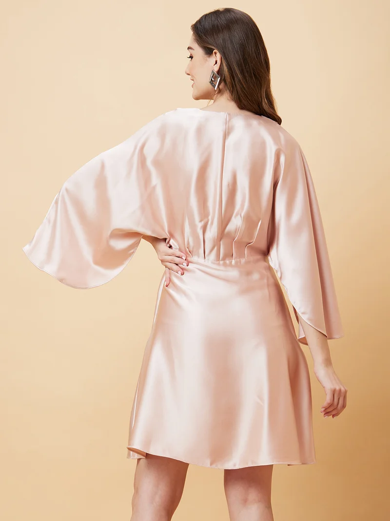 globus Women Kimono Style Pleated A Line Party Dress