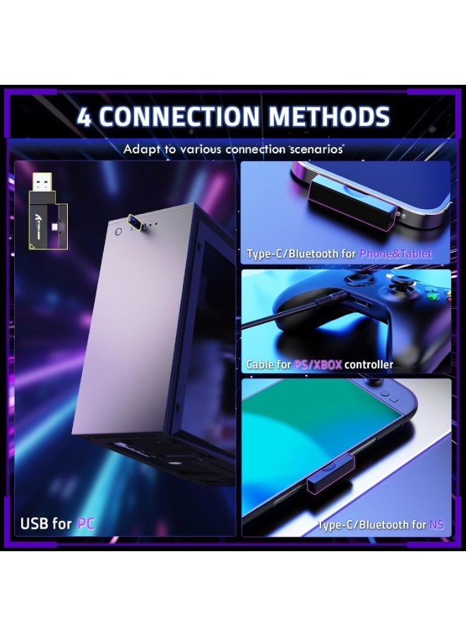 هجوم القرش سماعة ألعاب لاسلكية L80PRO، ثلاثية الأوضاع (2.4 جيجاهرتز/بلوتوث 5.3/سلكي)، مكبرات صوت 40 مم، زمن استجابة منخفض للغاية 20 مللي ثانية، ميكروفونان مزدوجان لإلغاء الضوضاء، راحة فائقة بفضل رغوة الذاكرة، متوافقة مع أجهزة الكمبيوتر الشخصية/بلاي ستيشن 5/إكس بوكس/سويتش/الهواتف المحمولة | أسود - Image 4