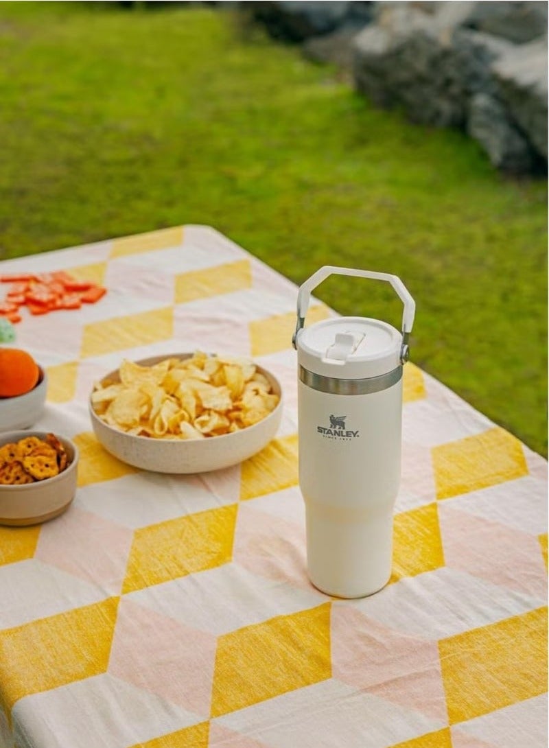 IceFlow 30 oz Stainless Steel Tumbler with Leak-Resistant Flip Straw – Vacuum Insulated Water Bottle for Home, Office & Travel – Reusable, BPA-Free, Durable & Portable – Keeps Drinks Cold for 12 Hours – Cream Color