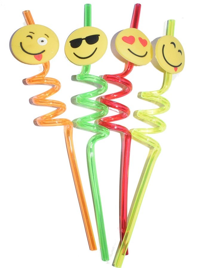ORAMSA Durable Eco-Friendly Funny Cartoon Spiral Fun Curly Drinking Reusable Straw for Kids with Various Attractive Designs Shape, Set of 4 Pcs. - Image 3