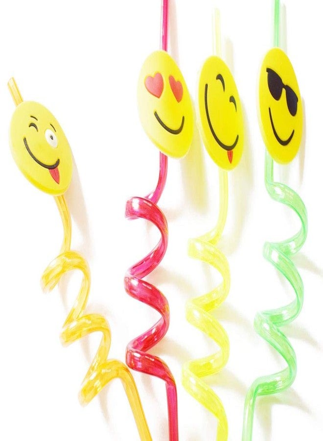 ORAMSA Durable Eco-Friendly Funny Cartoon Spiral Fun Curly Drinking Reusable Straw for Kids with Various Attractive Designs Shape, Set of 4 Pcs. - Image 1