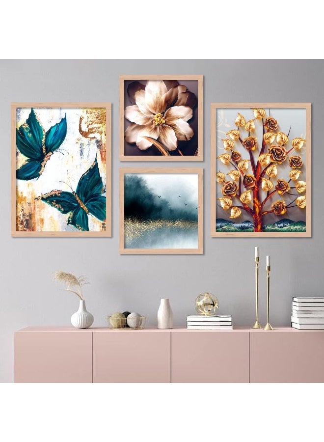 Home Trove Kotart Paintings Modern Art Wall Decor Paintings / Posters For Bedroom, Living Room - Multicolor (10 X 13 Inch, Framed) Set Of 4  - Image 1