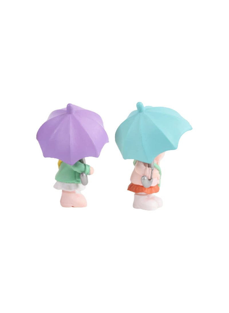 Wonderland - Open umbrella Holding couple-2(Miniature toys, cake toppers, small figuine, Valentine couple) - Image 1