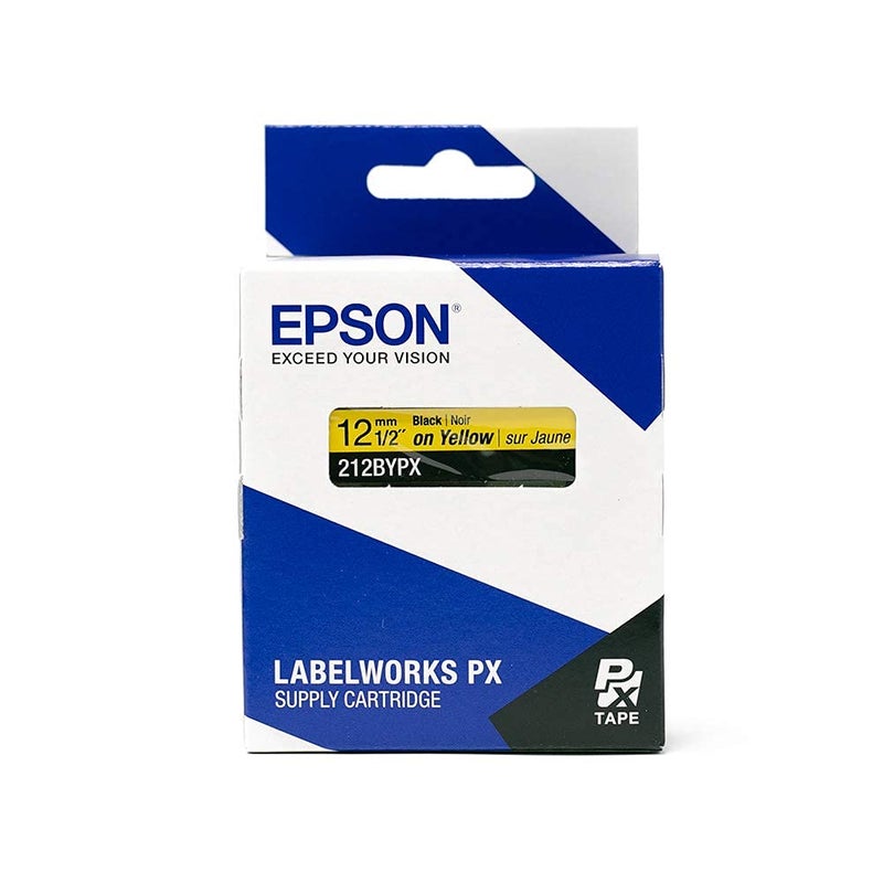LABELWORKS Epson 212BYPX Genuine PET (Polyester) Tape Cartridge - Black on Yellow Industrial Label Maker Tape - 1/2" (12MM) Wide, 30 ft - Image 5