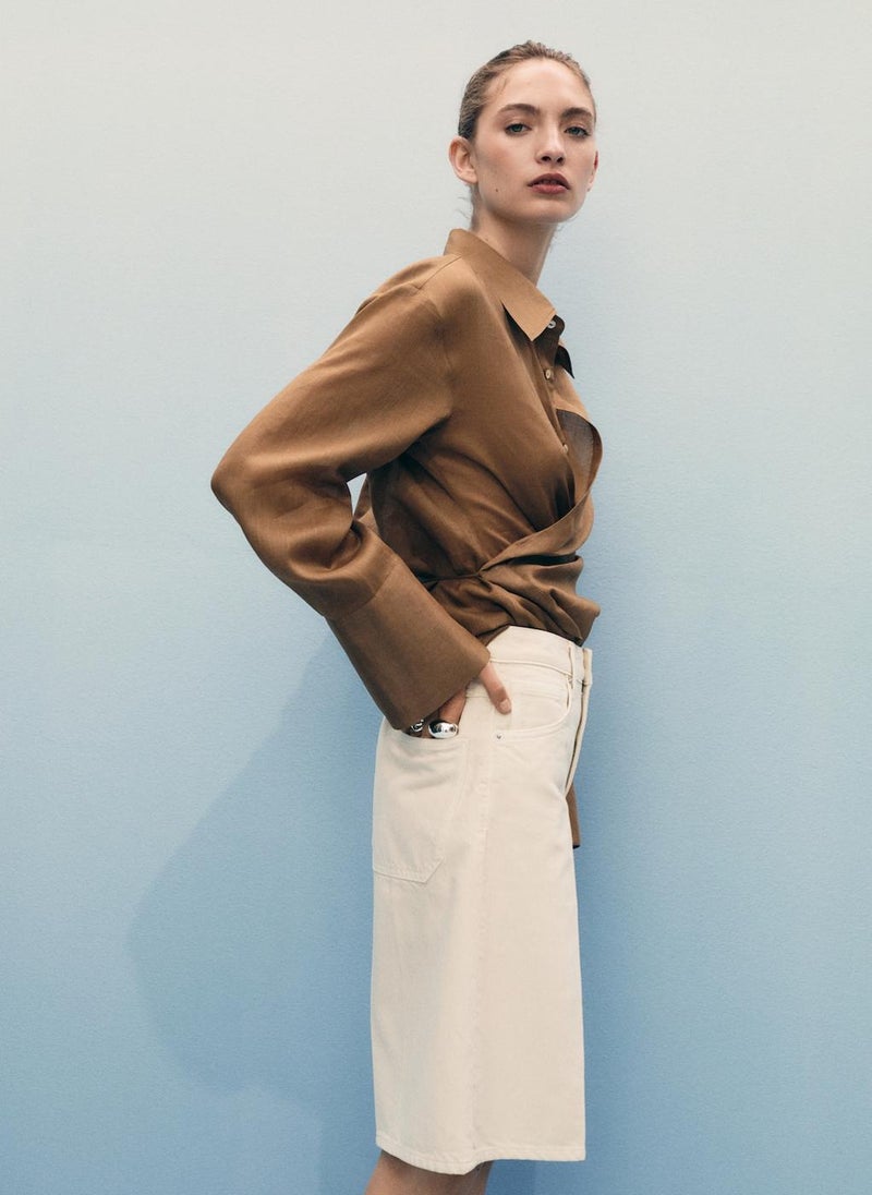 MANGO High-Waisted Straight-Fit Jorts  - Image 3